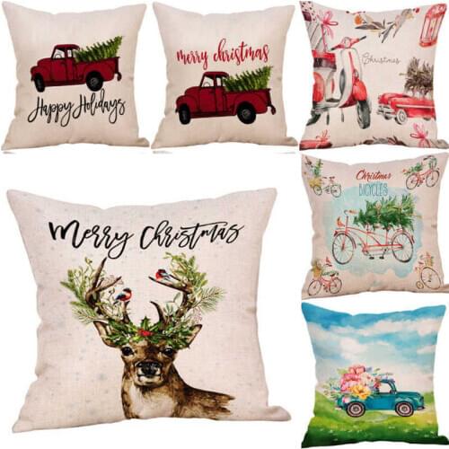 18 inch Squre Cotton Linen Pillow Gift Decor Car Cover Cushion Sofa Soft Home Christmas Pillow