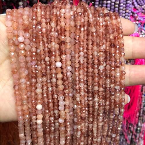 2/3/4mm Natural Faceted Sunstone Beads Loose Spacer Rondelle Tiny Beads For Jewelry Making Accessories Diy Bracelet Necklace Ear