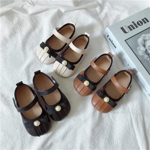 2021 Baby Casual Shoes for Girls Princess Soft Leather Dress Shoes 1-6 Years Toddler Kids Soft Sole Mary Janes Dance Shoes 21-30