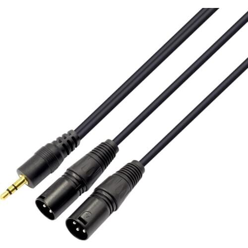 3.5MM male extension to dual XLR audio microphone cable, with shielded cable,notebook connected mixer