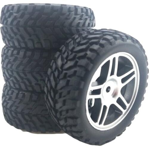 4Pcs 75mm 12mm Hex RC Wheel Rims Tires Set for Wltoys 144001 1/14 1/18 1/16 RC Crawler Model Spare