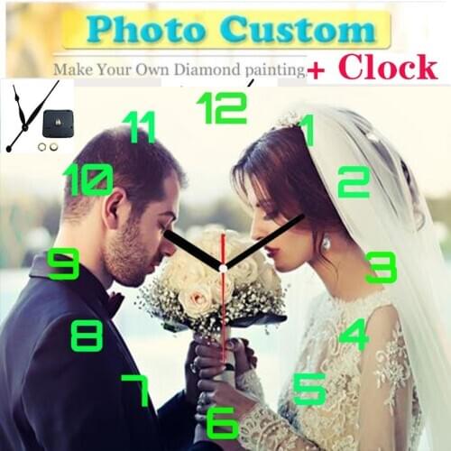 Diamond painting 5d custom with clock Wedding photo diy diamond embroidery sale custom with clock diamond mosaic decoration home