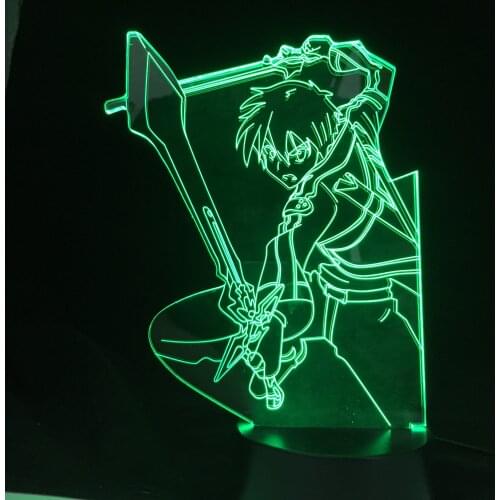 Anime Sword Art Online Kirito Figure for Bedroom Decor Nightlight Birthday Gift Room Led Night Light Manga SAO 3d Led Night Lamp