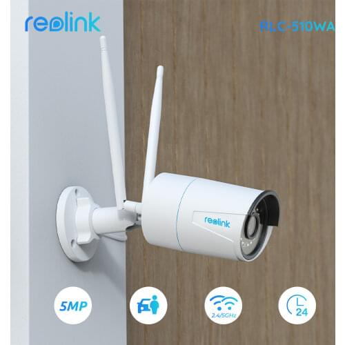 Reolink 5MP Human/Car Detection WiFi Camera 2.4G/5Ghz Night vision Onvif SD card slot 256GB Waterproof Smart Home Cam RLC-510WA