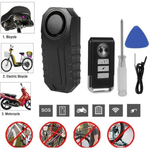 113db Wireless Anti-Theft Vibration USB rechargeable Motorcycle Bicycle alarming lock Waterproof Remote Control bike Security