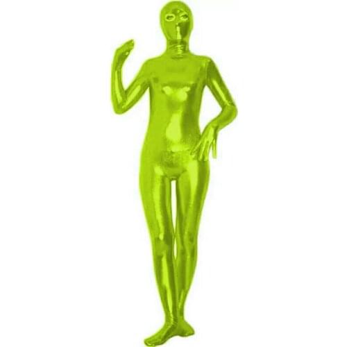 Adult Full Body Skin Tight Suits Halloween Party Cosplay Costume Bodysuit Eyes Open Shiny Metallic Unique Full Body Suit cap