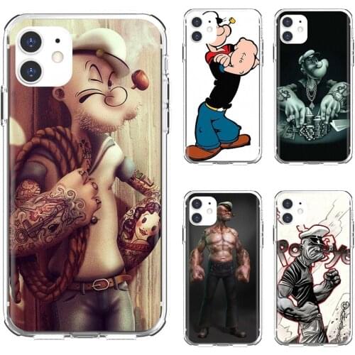 Anime-popeye-poker-Pattern For Apple iPhone 10 11 12 Pro Mini 4S 5S SE 5C 6 6S 7 8 X XR XS Plus Max 2020 Soft TPU Phone Cover