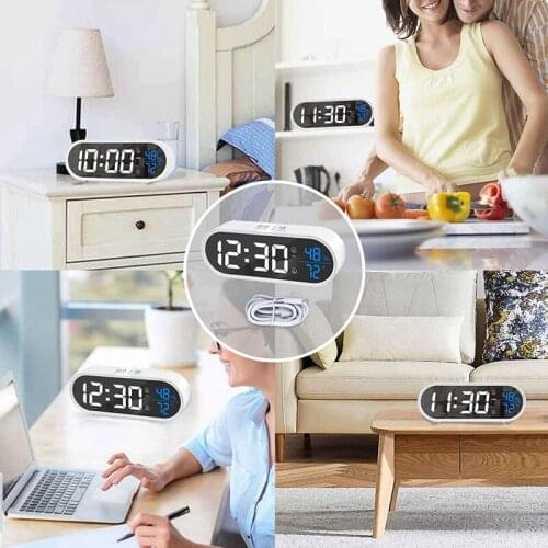 NHBR Digital Alarm Clock Alarm Clocks Bedside with Temperature Humidity LED Display for Travel Bedside Home