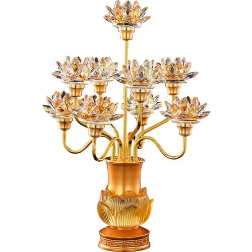 Colored Glaze Lotus Lamp Buddha Worship Hall Led Colorful Buddha Lamp a Pair of Plug-in Household Avalokitesvara Buddha Front