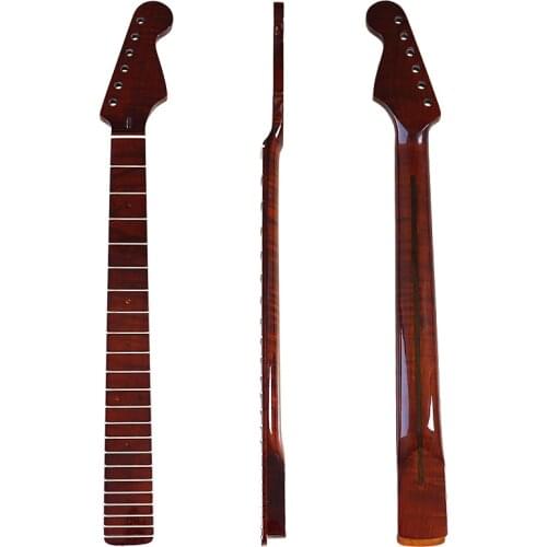 Canada Flame maple ST electric guitar neck 6 string guitar neck 22 frets strat guitar neck matte with round frets