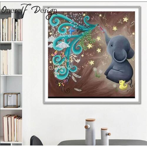 Hot 5D Diamond Painting Cute Small Elephant Diamond Embroidery Full Set Diamond Mosaic Sale Beaded Embroidery Mothers Day Gift