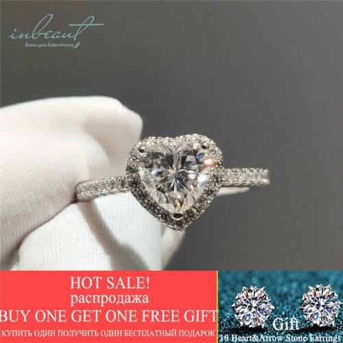 Inbeaut 925 Silver Pass Diamond Test Excellent Cut Sparkling 2 ct D Color Heart Shape Moissanite Ring Classic Wedding Jewelry