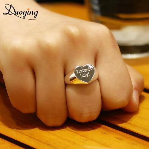 DUOYING Custom Ring Personalized Rings Copper Ring Men Antique Heart Custom Engraved Jewelry RK55