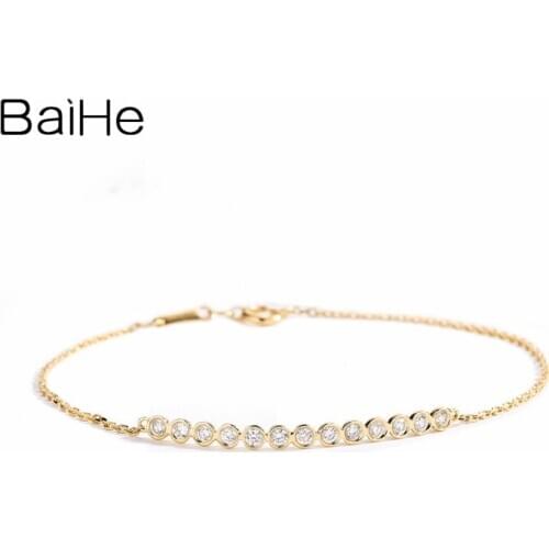 BAIHE Solid 18K Yellow Gold 0.40ct H/SI Round Natural Diamonds Bracelet for Women Trendy Fine Jewelry Bracelet браслеты браслет