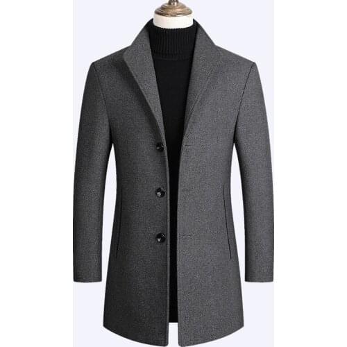 Autumn Winter New Men Wool Blends Thick Coats Solid Color Mens Wool Jacket Luxurious High Quality Brand Clothing Casual Trench