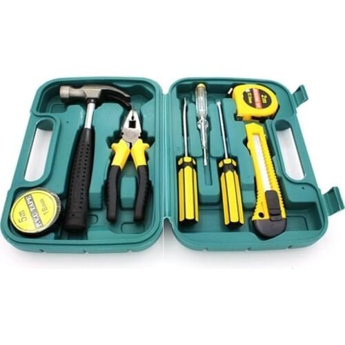 9-piece Tool Box Emergency Tool Box Kit Hardware Tool Combination Kit Home Car Universal Claw Hammer Screwdriver Wire Cutters