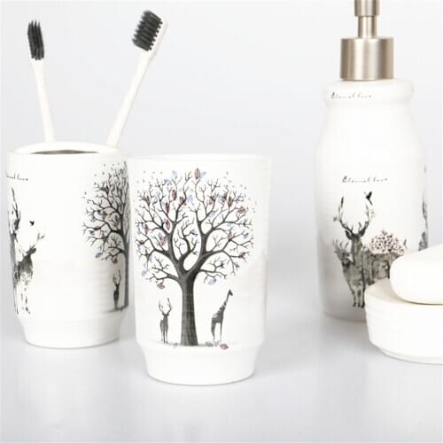 Pack 4 Bathroom Accessory Set Soap Dish Dispenser Toothbrush Holder Tumbler B