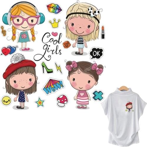 Letter Patches Cool Girls Shirt Stickers Fashion Clothes Heat Transfer Iron On Diy Accessory Patch Iron Heat Press Appliqued