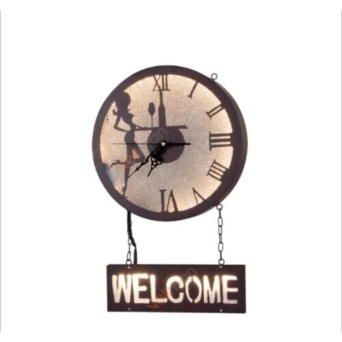 Retro Industrial Beauty Clock Wall Lamp Restaurant Club Cafe Hotel Wall Lamp