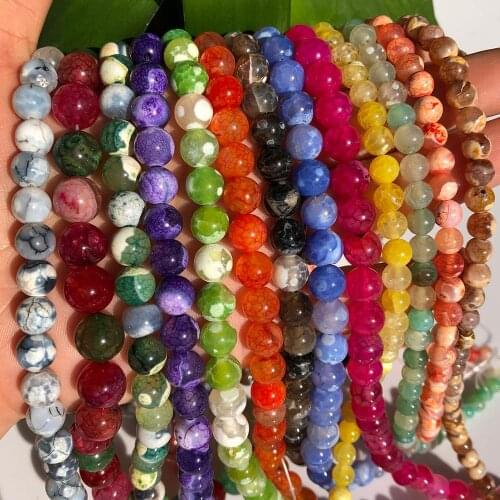 Natural Stone Fire Dragon Agates Sardonyx Onyx Beads Round Spacer Beads For Jewelry Making DIY Bracelet Accessories 6/8/10/12mm