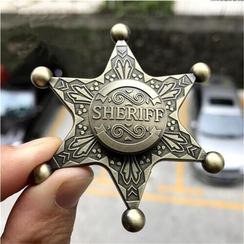 New Sheriff Top USA Police Badge Cosplay Inception Costumes Accessories Sheriff Hexagon Neptune Zinc Alloy Fidget Spinner
