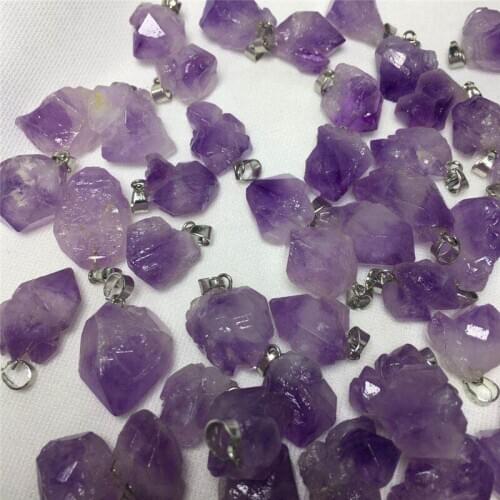 Natural Raw Amethysts Rough Stone Pendant Geode Druzy Cluster Flower Amethysts Pendants For Necklace Jewelry Making