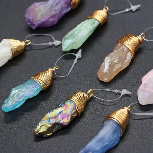 Irregular Rainbow Crystal Pendant Charms For DIY Necklace Handiwork Sewing Craft Jewelry Accessory Making