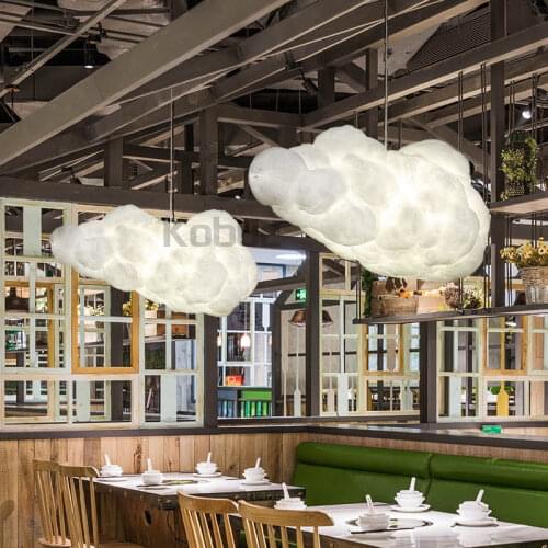 Tiooka Romantic White Float Cloud Pendant Light Fixture With E27 Socket for Bedroom Restaurant Store Decoration Hanging Light