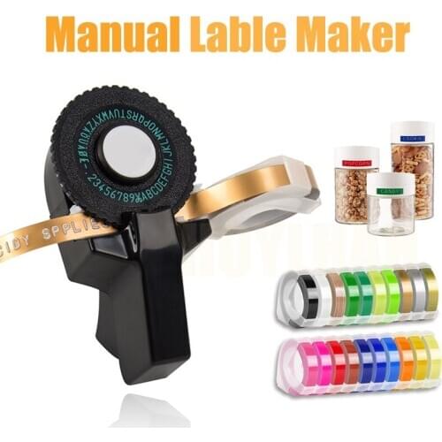Handheld Emobossing Lable Maker Printer Manual Typewriter MINI DIY 3D Lettering Machine with Adhesive Color Tape for Dymo Motex