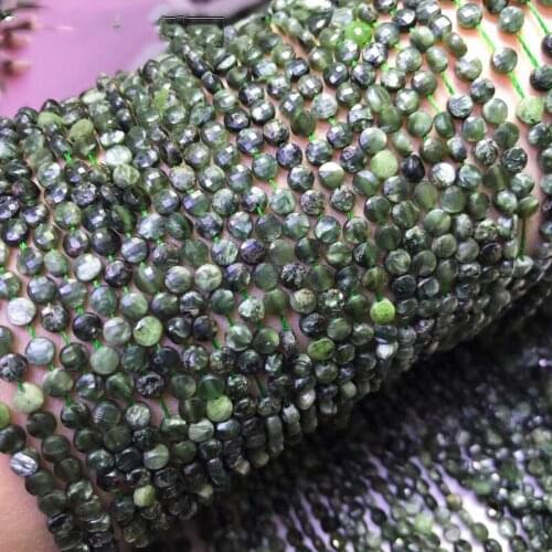 Charoite green coin faceted 4*2mm 38cm for DIY jewelry making loose beads FPPJ wholesale beads nature gemstone