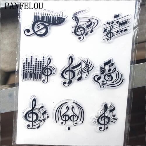 PANFELOU 11.3*15.56cm Series of music notes Transparent Silicone Rubber Clear Stamps cartoon for Scrapbooking/DIY wedding album