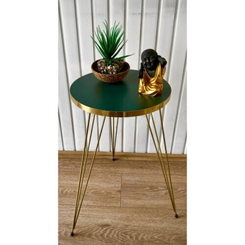 Modern 2021 Brand Side Coffee Table Jardiniere Green with Golden Legs