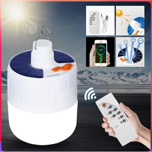 Led Camping Light Lantern Led Portable Lighting Powerful Flashlight Solar Rechargeable Bulb Emergency Outdoor Lighting Fishing