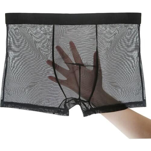 Men Sexy Seamless Underwear Pants Mens Ultra-thin Transparent Boxershorts Male Mid-rise Mesh Slips Homme Panties Boxer Shorts