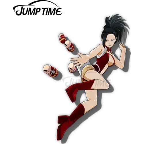 Jump Time 13 x 7.8cm For My Hero Academia Momo Yaoyorozu Sexy Girl Car Stickers Trunk Windows Decal Bumper Anime VAN Decoration