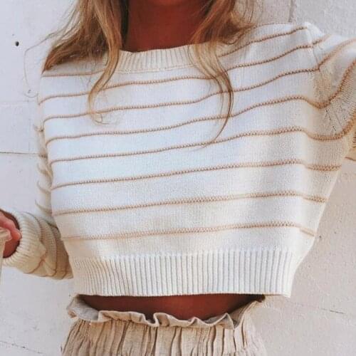 Autumn Winter Long Sleeve Loose Knitted Sweater 2021 Fashion Striped Button O Neck Sweater Elegant Jumpers Casual Pullover