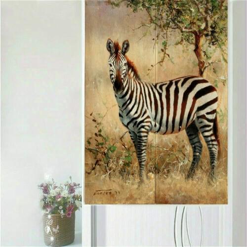 Animal Door Curtain zebra elephant leopard tiger giraffe 85X150CM Western Oil Painting Partition Household Geomantic zoo curtain