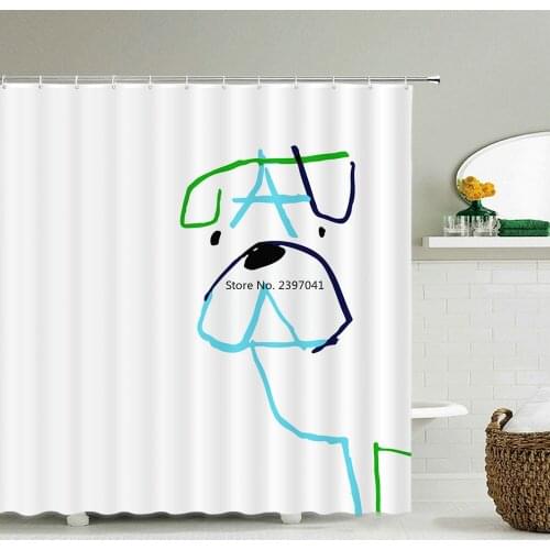 Cute Cat Dog Printed Shower Curtain Cartoon Animal Polyester Fabric Bath Curtain for Bathroom Curtain Decoration Shower Curtains