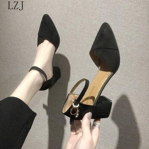 Fairy Style with A Single Shoes Female 2019 Summer New Sandals Small Fresh Students Pointed Wild High Heels