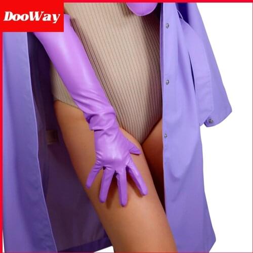 DooWay NEW Spring Winter Long Leather Gloves Faux Lambskin 20inches Lilac Purple for Women Evening Cosplay Driving