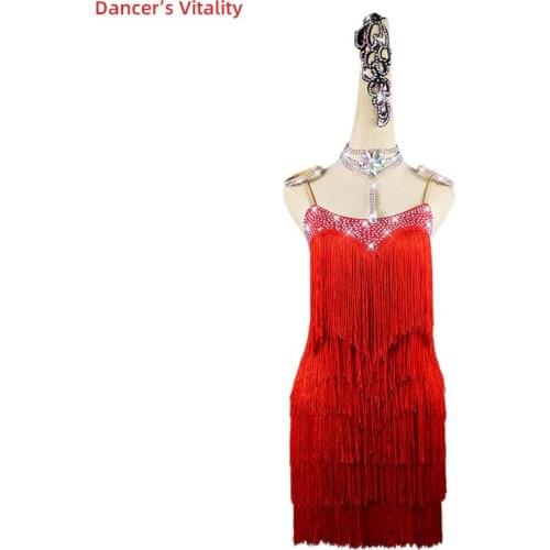 Latin Dance Dress for women latin dancing fringe dresses Performance Clothes Profession Custom Adult Child cha cha clothing