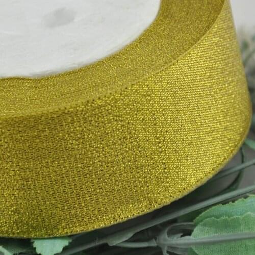 1-1/2"(40mm) 25Yards Gold Metallic Glitter Band Gold Ribbon Cartoon Bouquet Ribbon Diy Gift Wrapping Tape