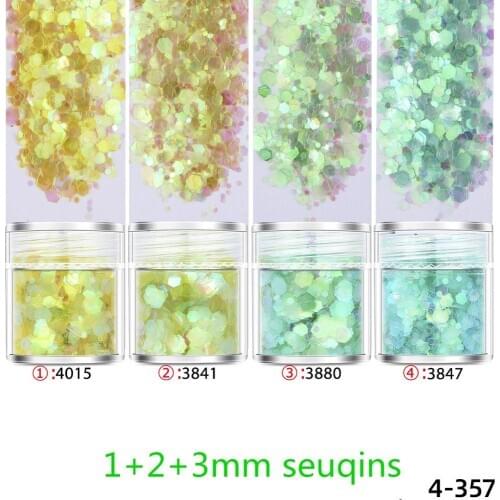 10ml/bottle Green Series Charm Pigment Nail Art Sequins Holographic Nails Accessories Nailart Powder Glitter Chameleon Effect