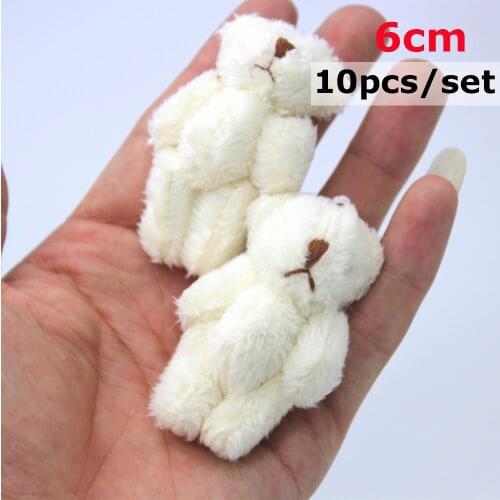 10pc/set 6.0cm Stuffed Teddy Bear DIY mini Joint plush bears Wedding box toy doll Garment & Hair Accessories
