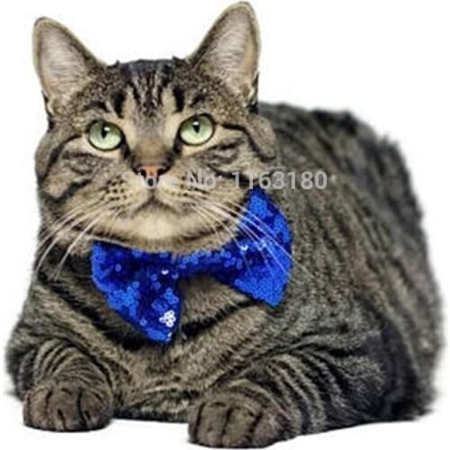 100 pcs/lot Fashion Sequin Pet Bowtie Cat Bow Tie Pet Collar Tie For Birthday Christmas Pet Clothing Accessories Pet Supplies