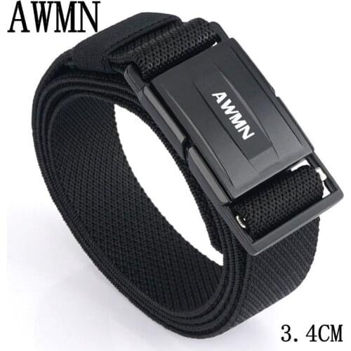 2021 Fashion Hot Sell Men Belt 125cm*3.4cm Elastic Polyester Knitted Waistband High Quality Magnetic Quick Release Buckle Girdle