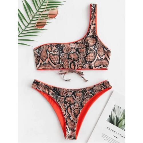 38# 2020 Womens Two Piece Swimwear Bikini Set Print Suspenders Backless Split Swimsuit Fashion Sexy Swimsuit Beachwear