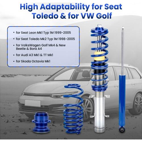 Blue Coilover for VW Golf MK4 Bora Lavida 1.4 1.6 1.8 2.0 Suspension Shock Absorber spring suspension strut coilovers