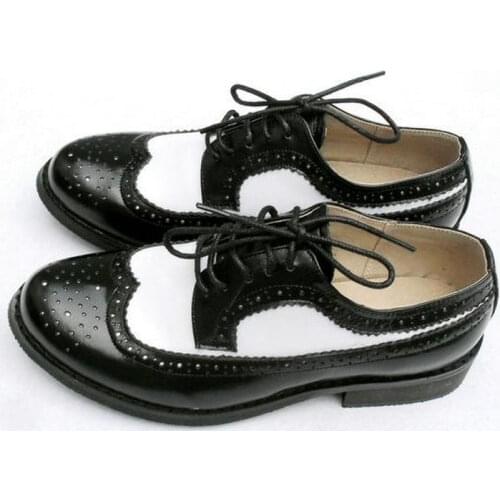 Free Shipping Carved Womens Oxfords Shoe Color Matching England Wind Single Shoes Round Head Casual Genuine Leather Shoes Woman