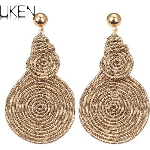 Bohemian Alloy Spiral Statement Earrings Women Vintage Metal Drop Dangle Earrings Jewelry Wholesale 2019 UKEN